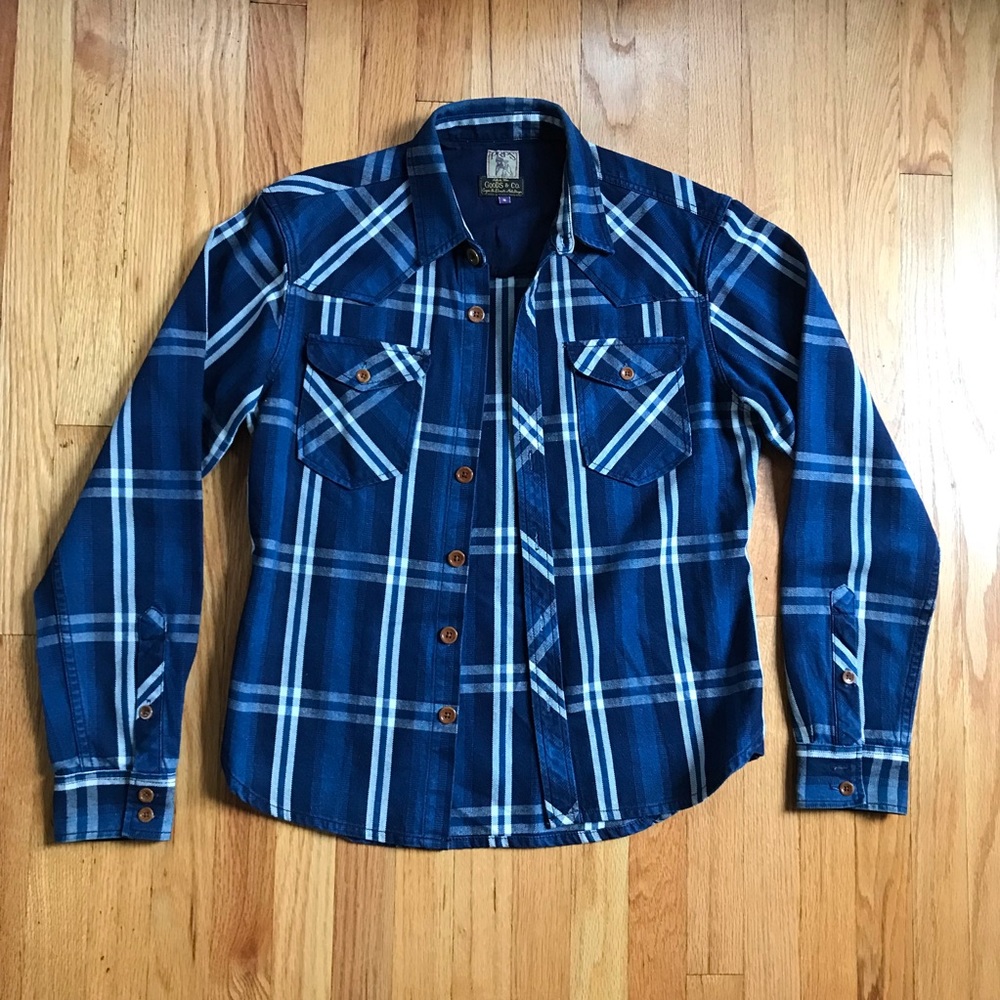 PRPS Men's Blue & White Plaid Button-Down Shirt Medium